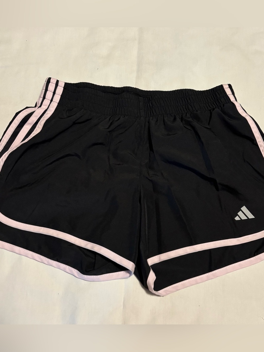 Adidas ~ Womens Med Side Stripe Drawstring Waist Lined Running Athletic Shorts